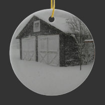 Out Building in Snow ornaments