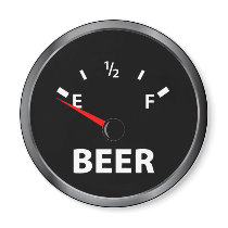 Out of Beer Fuel Gauge Refrigerator Magnet