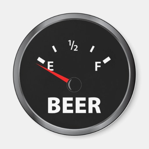 Out of Beer Fuel Gauge Refrigerator Magnets