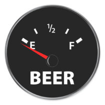 Out of Beer Fuel Gauge Round Stickers
