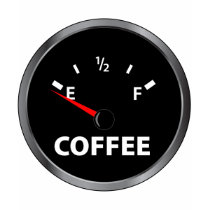 Out of Coffee Fuel Gauge t-shirts by PunchDrunk Out of Coffee Fuel Gauge t-shirts