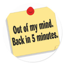 Out Of My Mind Back In 5 Minutes stickers by TeeZazzle Out Of My Mind Back In 5 Minutes stickers