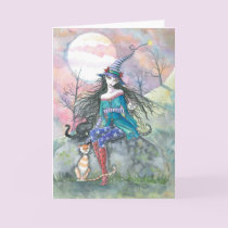 Out of the Ordinary Halloween Witch and Cats Card