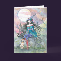 Out of the Ordinary Halloween Witch and Cats Card cards