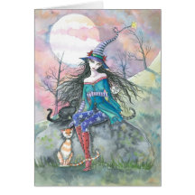 Out of the Ordinary Halloween Witch and Cats Card