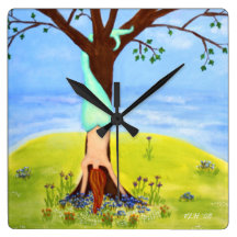 Out Of Water Mermaid Fantasy Art Square Wall Clock