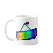 Out to lunch sign theme mugs