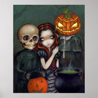 Out Trick or Treating halloween Art Print print