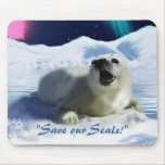 "OUTCRY" Harp Seal Anti Seal-Hunt Mouse Pad mousepads