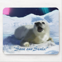 "OUTCRY" Harp Seal Mouse Pad mousepads by RavenSpiritPrints "OUTCRY" Harp Seal Mouse Pad mousepads