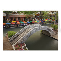 Outdoor cafe along River Walk and bridge over 2 Cards