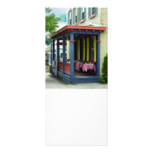 Outdoor Cafe With Checkered Tablecloths Customized Rack Card