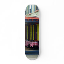 Outdoor Cafe With Checkered Tablecloths Skate Deck