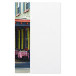 Outdoor Cafe With Checkered Tablecloths Stationery