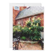 Outdoor Cafe With Hydrangea Custom Announcements