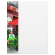 Outdoor Cafe With Red Umbrellas letterhead