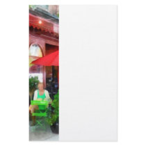 Outdoor Cafe With Red Umbrellas stationery
