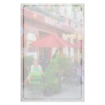 Outdoor Cafe With Red Umbrellas stationery
