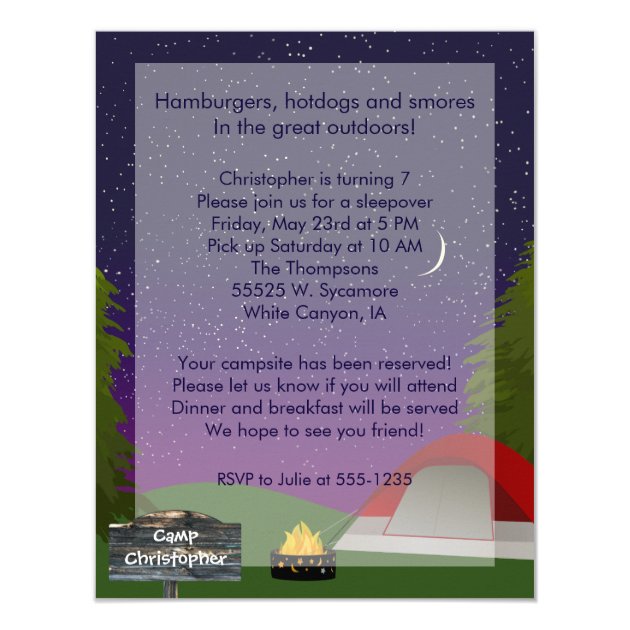 Outdoor Camping Party Invitation