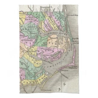 Outer Banks and Eastern North Carolina Map (1827) Towels