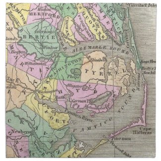 Outer Banks and Eastern North Carolina Map (1827) Printed Napkins