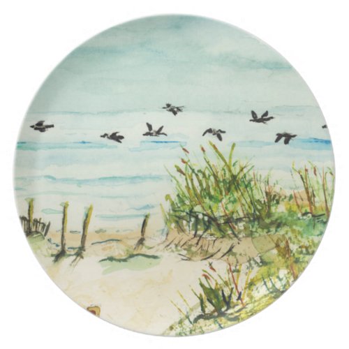 Outer Banks Sand Dunes and Seagulls Plates