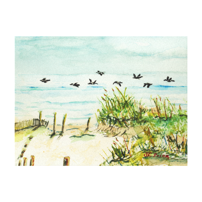 Outer Banks Sand Dunes and Seagulls Wrapped Canvas Stretched Canvas Prints