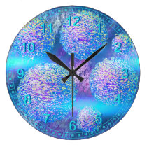 Outer Flow III - Abstract Cyan Azure Cosmos wall clocks
