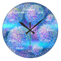 Outer Flow III - Abstract Cyan & Azure Galaxy wall clocks