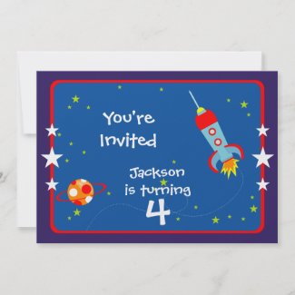 Outer Space 1 Birthday Party Invitation invitation