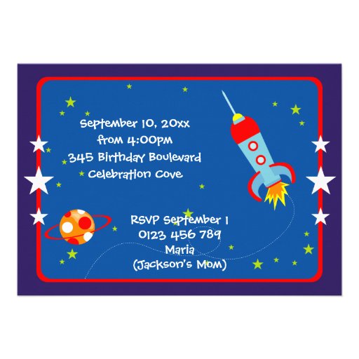 Outer Space 1 Birthday Party Invitation