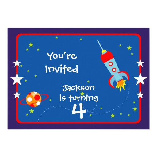 Outer Space 1 Birthday Party Invitation