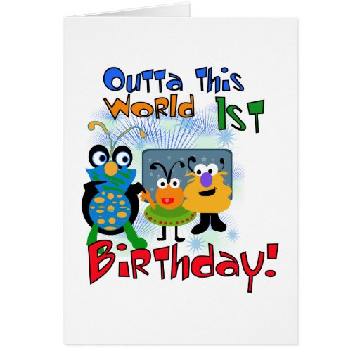 Outer Space 1st Birthday Tshirts and Gifts Card