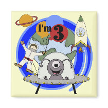 Outer Space 3rd Birthday Tshirts and Gifts magnets