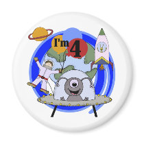 Outer Space 4th Birthday Tshirts and Gifts magnets