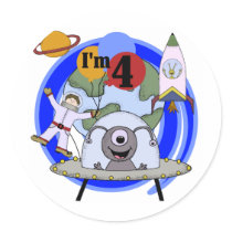Outer Space 4th Birthday Tshirts and Gifts stickers