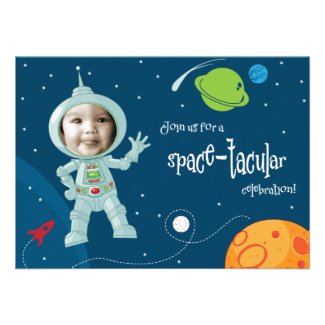 Outer Space Astronaut Birthday Invitation Card