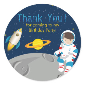 Outer Space Astronaut  Birthday Party Sticker