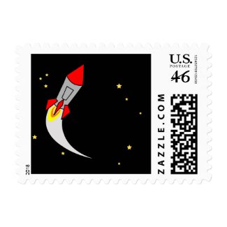 Outer Space Birthday Party on Outer Space Birthday Party Rocket Stamp Stamp