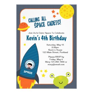 Outer Space Boy Birthday Invitation