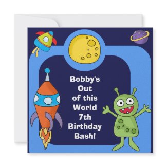 Outer Space Customized Birthday Invites invitation