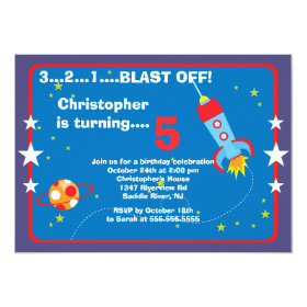Outer Space Kids Birthday Party Invitation 5