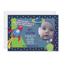 Outer Space Photo Birthday Invitation 5x7