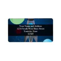 Outer Space Rocket Ship Personalized Address Label