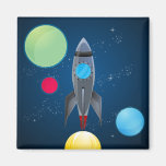 Outer Space Rocket Ship Refrigerator Magnet