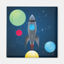 Outer Space Rocket Ship Refrigerator Magnet