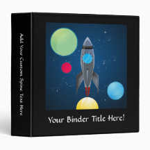 Outer Space Rocket Ship Vinyl Binder