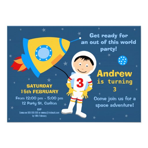 Outer Space Spaceman Birthday Party Invitation
