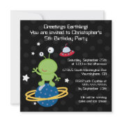 Outerspace alien boy's birthday party invitation invitation