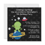 Outerspace alien boy's birthday party invitation